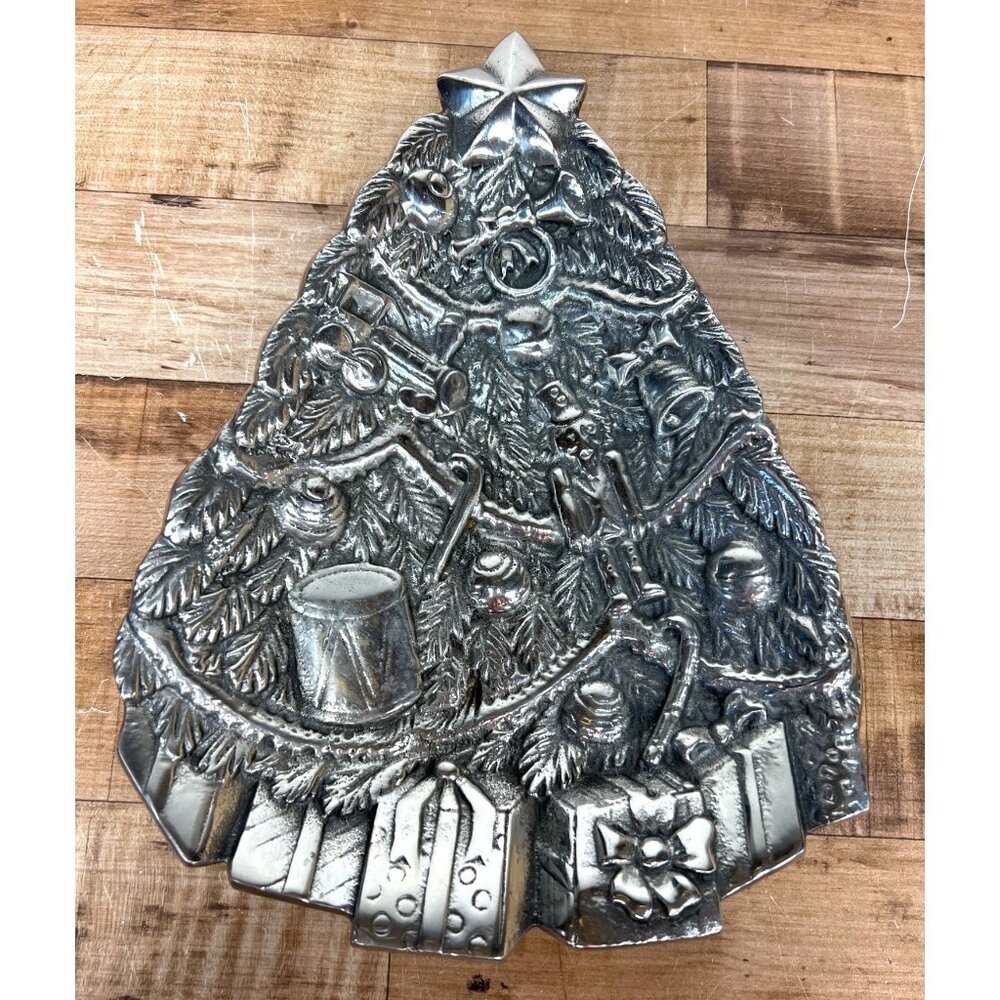 Vintage Pewter Christmas Tree Dish